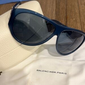 Balenciaga Navy Blue Oversized Designer Sunglasses NWOT